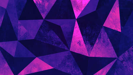 Background metal magical pink blue triangular polygonal geometric. 3D rendering
