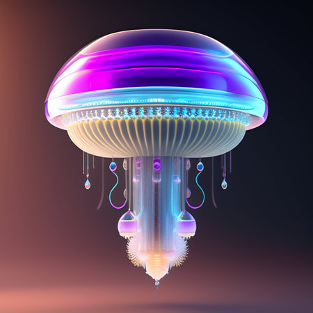 The cyborg robotic jellyfish is an imaginative creation that features robotic arms with technology for a hyperrealistic and futuristic appearance.の素材