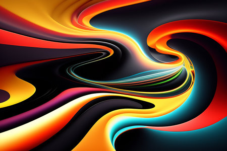 abstract colorful background with smooth lines in black, red and yellowの素材