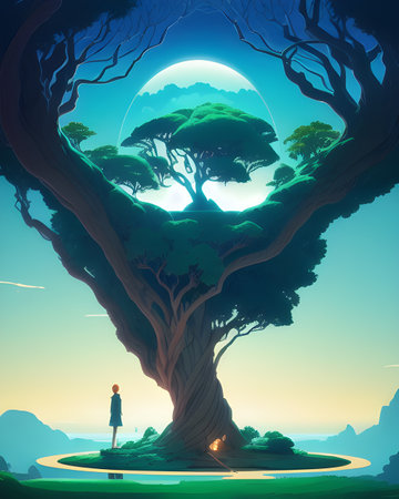 Landscape with fantasy tree.の素材