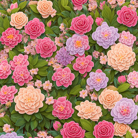Seamless pattern with pink and white flowers. Vector illustration.の素材