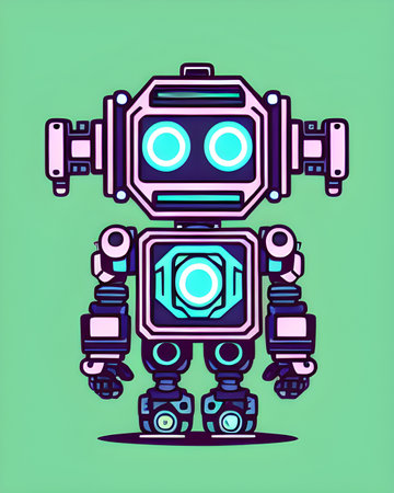 Retro robot. Vector illustration of a robot.  on green background.の素材