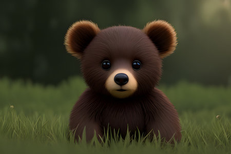 cute little teddy bear in the grassの素材