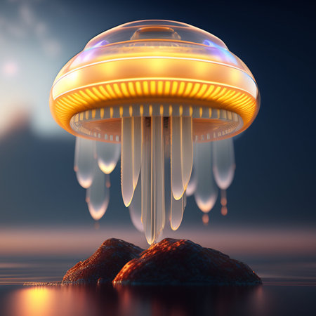 Futuristic flying jellyfish.の素材