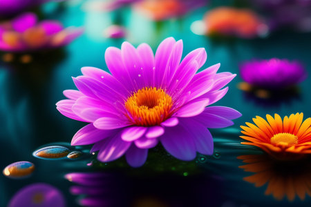 Beautiful purple flower on the water. Colorful .の素材