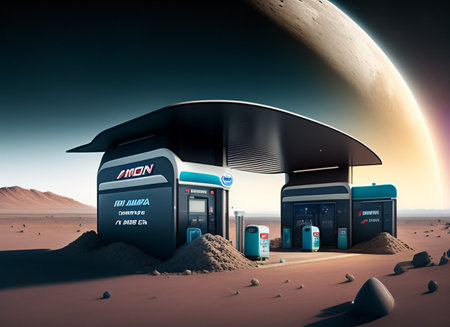 Gas station on the moonの素材