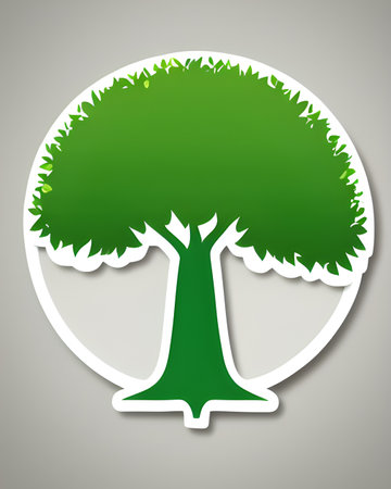 Ecology concept with green tree in paper cut style. Vector illustration.の素材