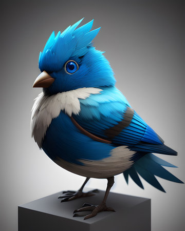 Sureal Mordekai Blue bird blue on a gray background.の素材