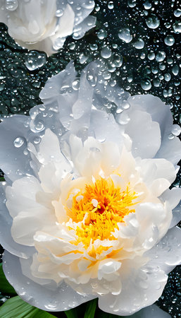 Beautiful white flower with water dropsの素材
