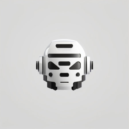 AI Robot head 3D icon isolated on gray background.の素材