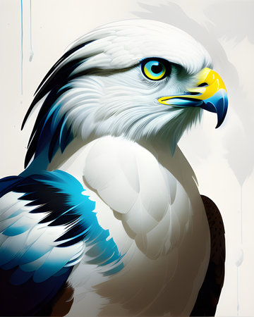 Elegance of the White Hawk in this Striking Splash Ink Portrait.の素材