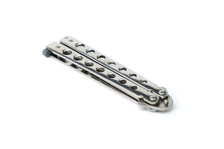Steel butterfly knife (balisong) on white background