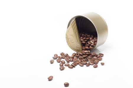 coffee bean in can on white backgroundの写真素材