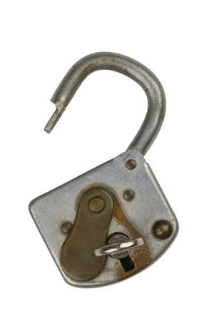 a old open padlock with a keyの写真素材