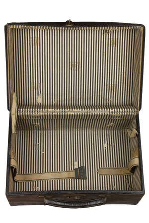 a old open case isolated on whiteの写真素材