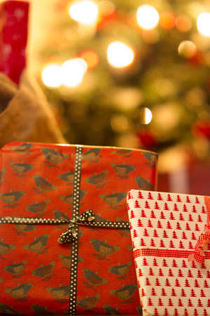 a christmas tree with presents