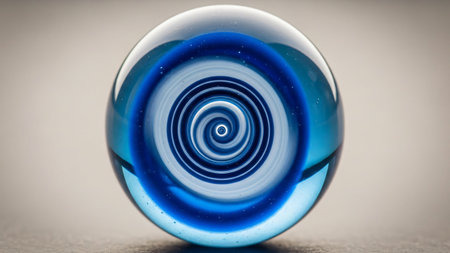 crystal ball with a spiral in the center on a gray backgroundの素材