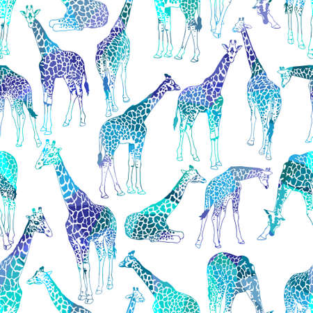 Vector abstract seamless pattern with giraffesのイラスト素材