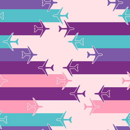 Abstract seamless pattern with airplanes. Vector illustrationのイラスト素材