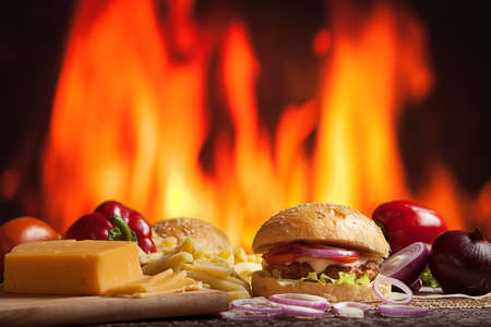 Tasty grilled beef burgerの写真素材