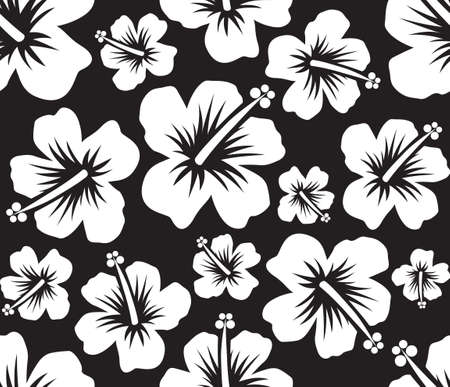 Vector illustration of the hibiscus Hawaii flower seamless patternのイラスト素材