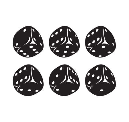 Vector illustration of the black dice with white dots setのイラスト素材