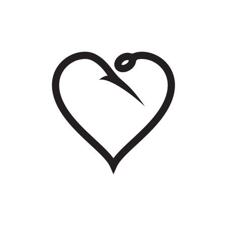 Vector illustration of the fishing hook as a fishing in a heart conceptのイラスト素材