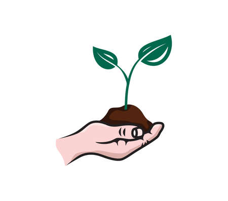 Vector illustration of the plant in the hand conceptのイラスト素材