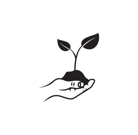Vector illustration of the plant in the hand conceptのイラスト素材