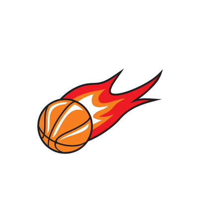 Vector illustration of the basketball ball on fireのイラスト素材