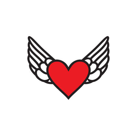 Vector illustration of the heart with angel wingsのイラスト素材