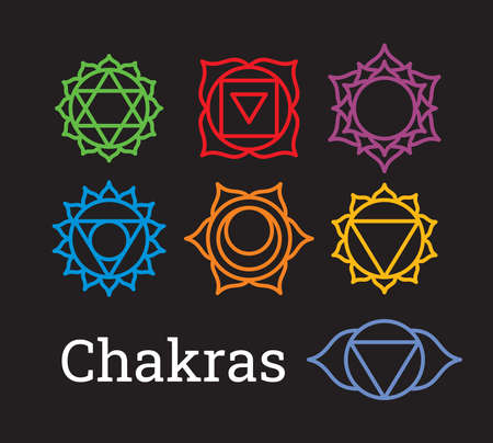 Vector illustration of the chakra symbols setのイラスト素材