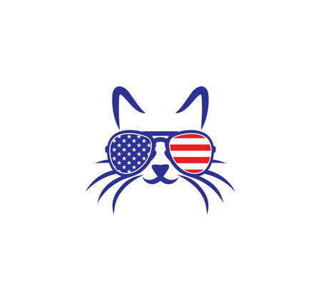 Vector illustration of the cat with USA sunglassesのイラスト素材