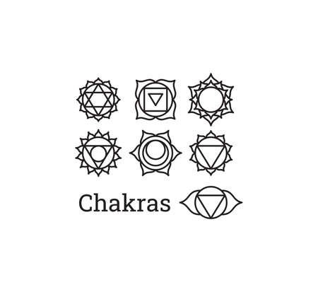 Vector illustration of the chakra symbols setのイラスト素材