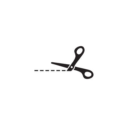 Vector illustration of the scissors with cut linesのイラスト素材