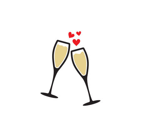 Vector illustration of the wine glasses toasting with loveのイラスト素材