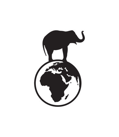 Vector illustration of the elephant on the Earth globeのイラスト素材