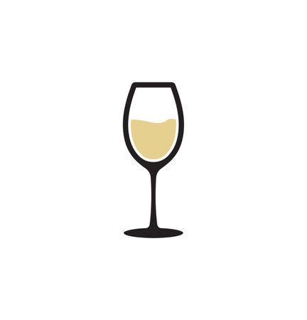 Vector illustration of the white wine glassのイラスト素材