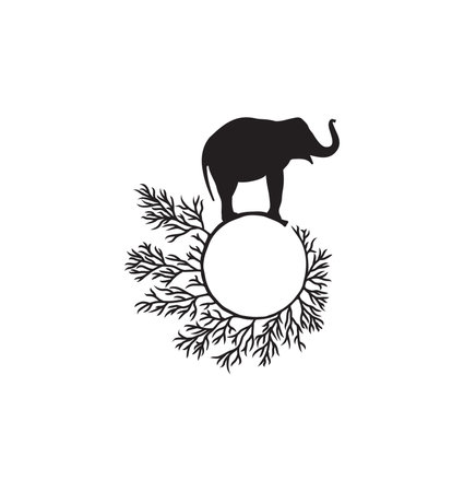 Vector illustration of the elephant branch monogramのイラスト素材