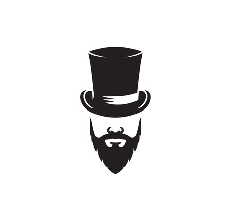 Vector illustration of the bearded hipster with top hatのイラスト素材