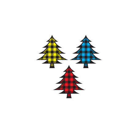 Vector illustration of the plaid Christmas treesのイラスト素材