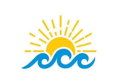 Vector illustration of the waves and sun signのイラスト素材