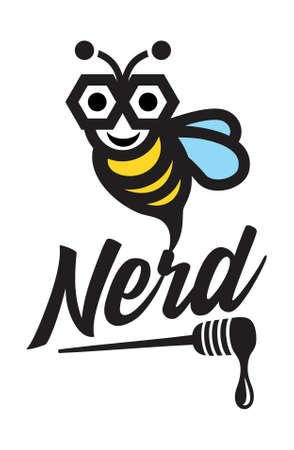 Vector illustration of the bee nerd signのイラスト素材