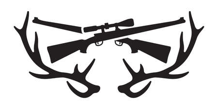 Vector illustration of the deer hunting sniper riflesのイラスト素材