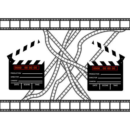cinemas clapper with film frameのイラスト素材