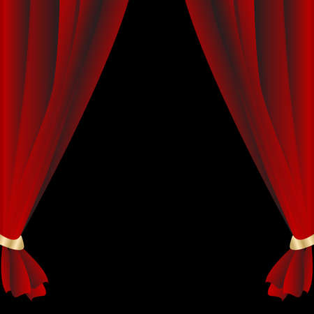 Red theatrical curtain on the black backgroundのイラスト素材