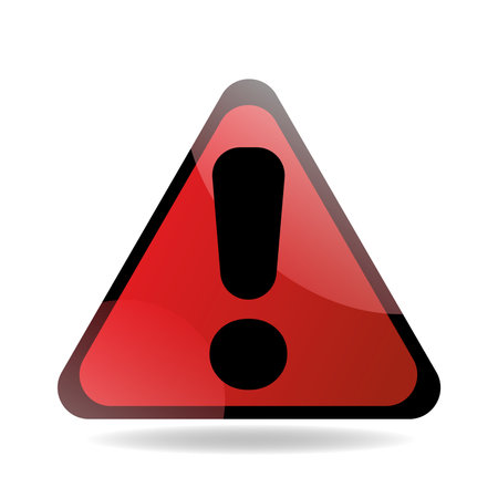 Attention sign, red triangle in frame with black exclamation markのイラスト素材
