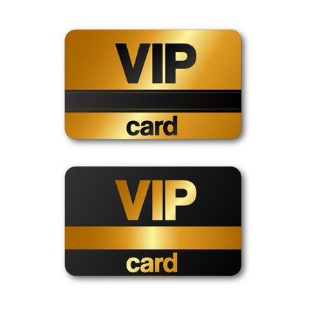 Golden and black VIP cards with shadow. Vector illustrationのイラスト素材