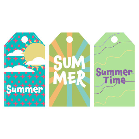 Summer set tags. Vector illustrationのイラスト素材