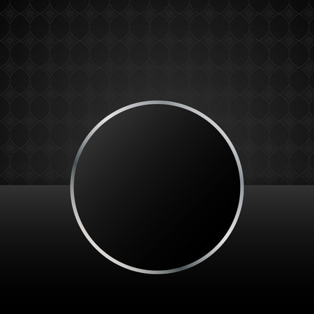 Premium black background design with silver circle frame on pattern background. Vector illustrationのイラスト素材
